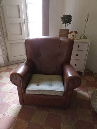 2 Sillones vintage cuero marrón, son bajitos