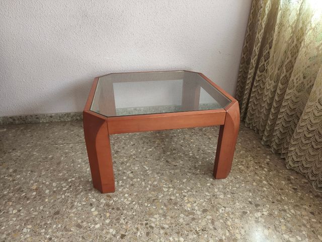 Mesa centro madera cristal