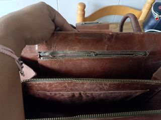 Bolso piel vintage marrón