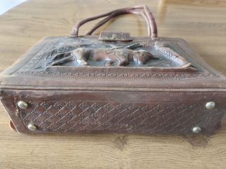 Bolso piel vintage marrón