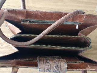 Bolso piel vintage marrón