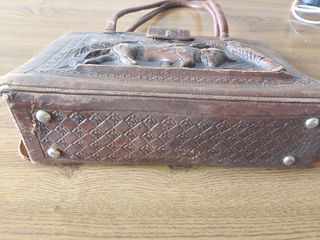 Bolso piel vintage marrón