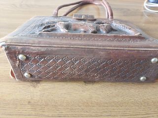 Bolso piel vintage marrón