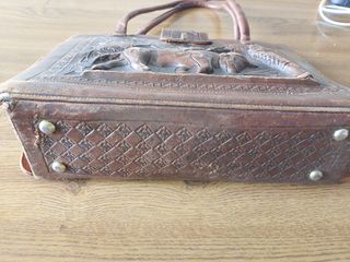 Bolso piel vintage marrón