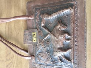 Bolso piel vintage marrón