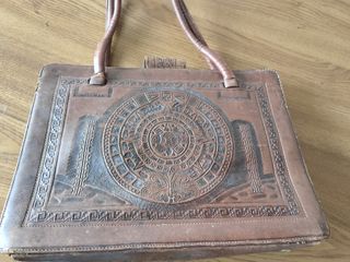 Bolso piel vintage marrón