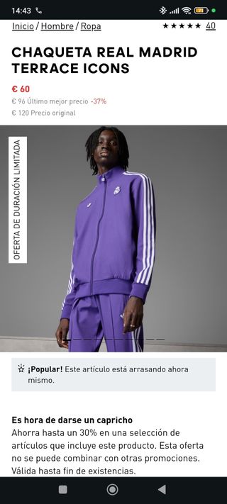 Chaqueta Real Madrid - morada XS