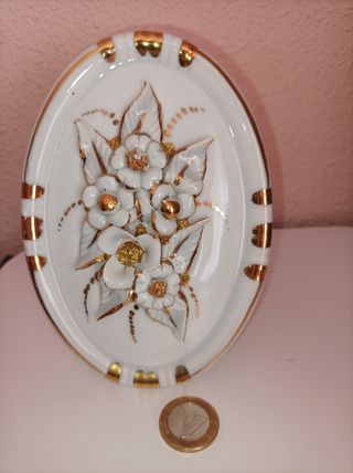 Jarrón porcelana blanco-oro