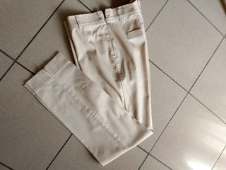 Pantaloni beige cotone vita alta