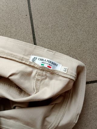 Pantaloni beige cotone vita alta