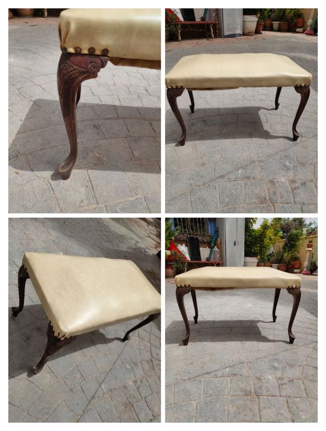 Banqueta antigua madera beige