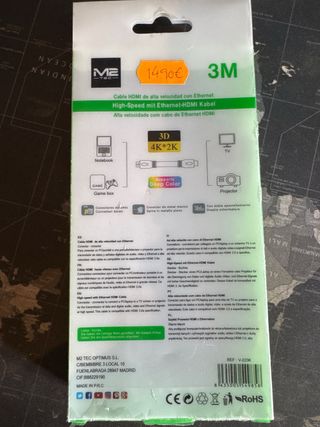 Cable plano HDMI ME-TEC 3 metros 4K