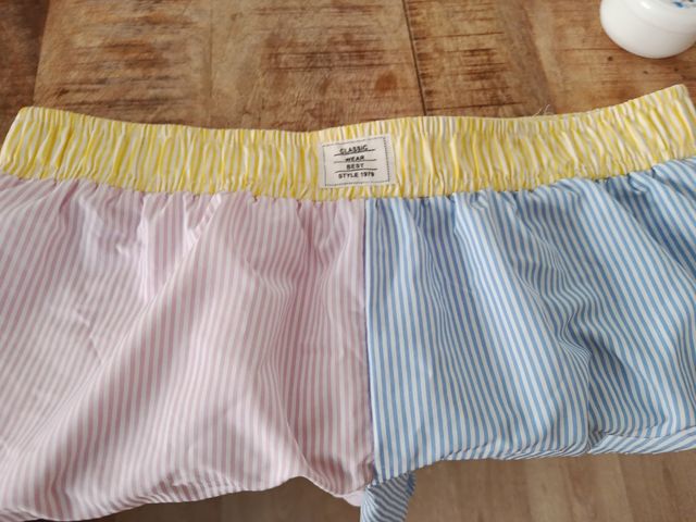 Pantalones cortos a rayas - Azul y Rosa