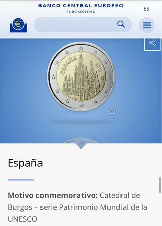 Moneda 2€ España 2012. Catedral Burgos