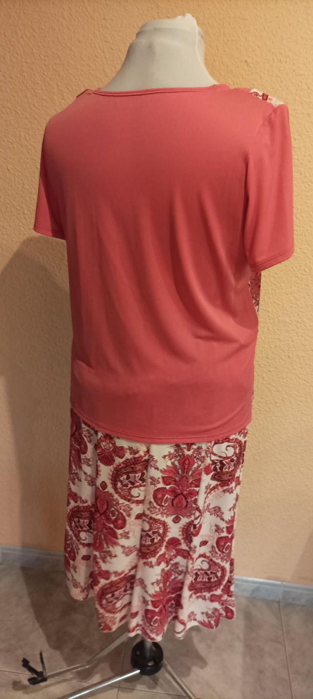 84-Conjunto verano estampado rosa-rojo