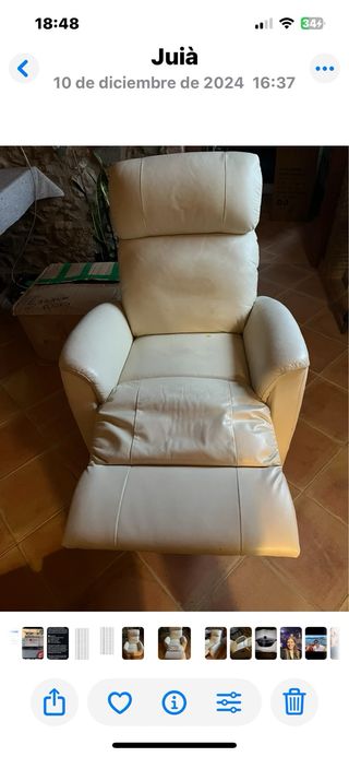 Sillón relax piel beige