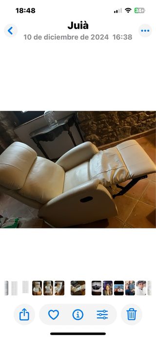 Sillón relax piel beige