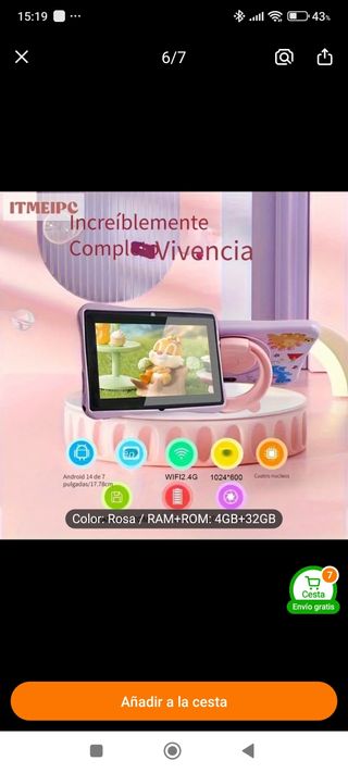 Tablet ATMPC Infantil 7" Rosa