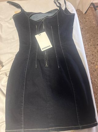 Vestido negro mujer - Talla S tela vaquera
