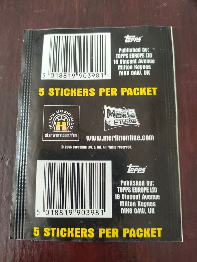 Sobre de Cromos sin abrir Star Wars Episodio III .