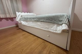 Cama nido blanca 90cm con cajon
 -madera maciza