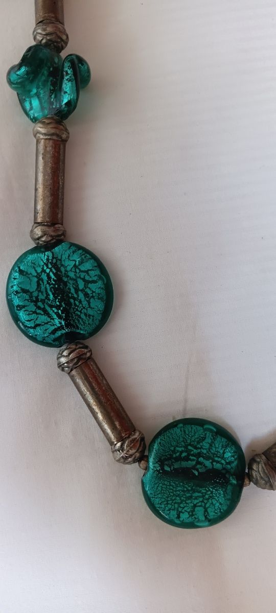 Collar turquesa metal plateado