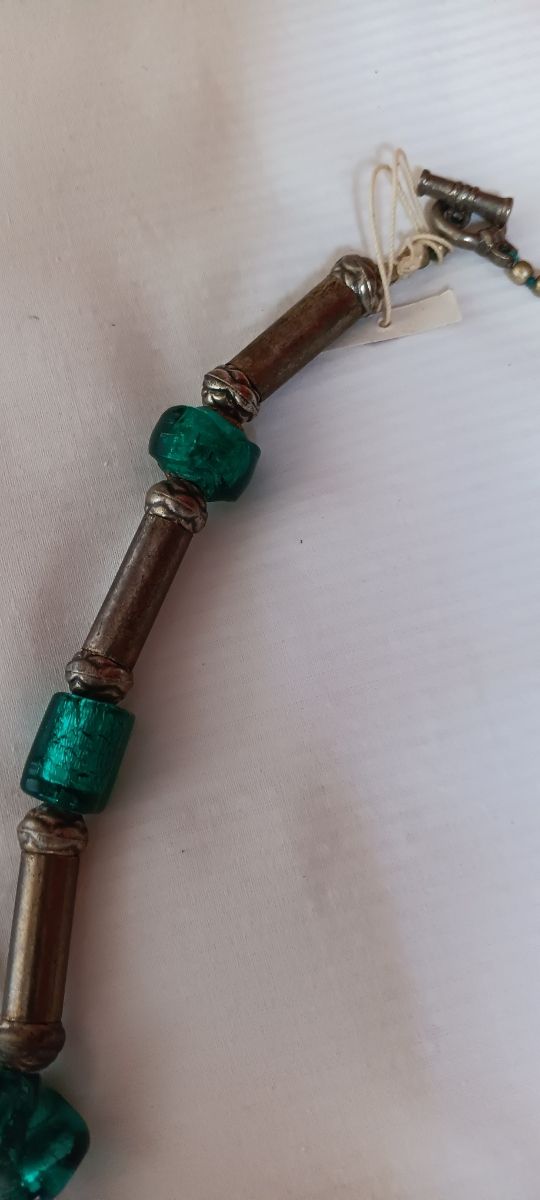 Collar turquesa metal plateado