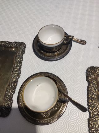 Juego té alpaca antiguo