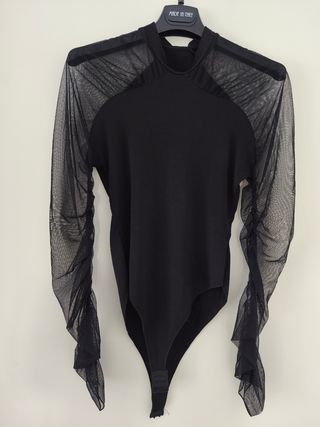 Body nero maniche lunghe in tulle 
