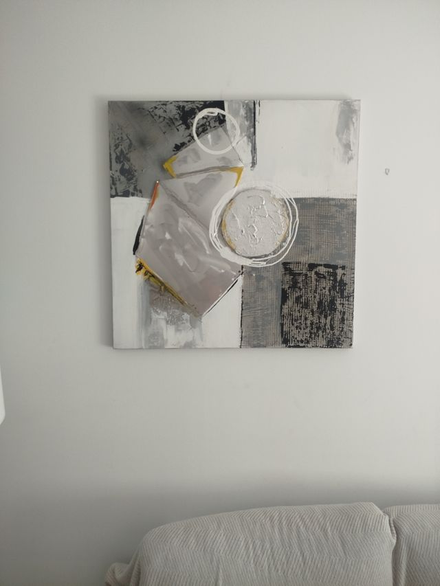 Cuadro abstracto gris plata