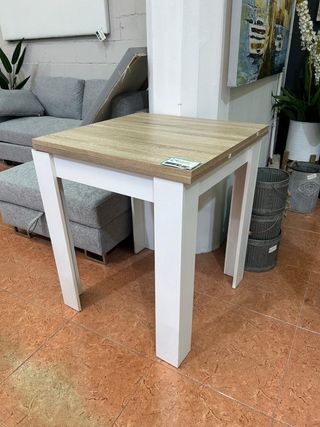 Mesa auxiliar extensible blanco-marrón