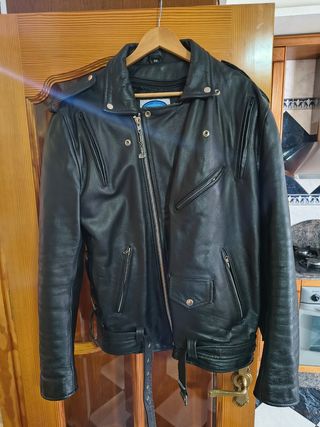 Cazadora moto piel negra