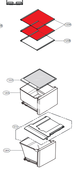 Baldas de cristal frigorífico americano LG