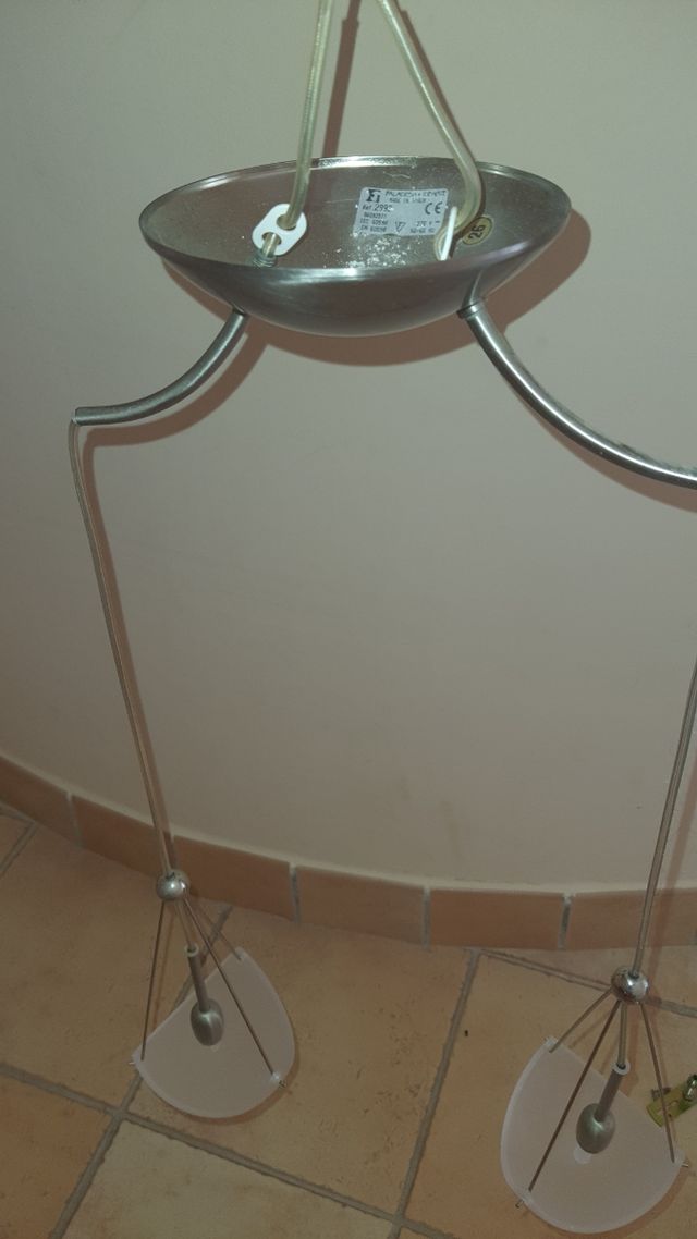 2 Lámparas techo - Metal y cristal