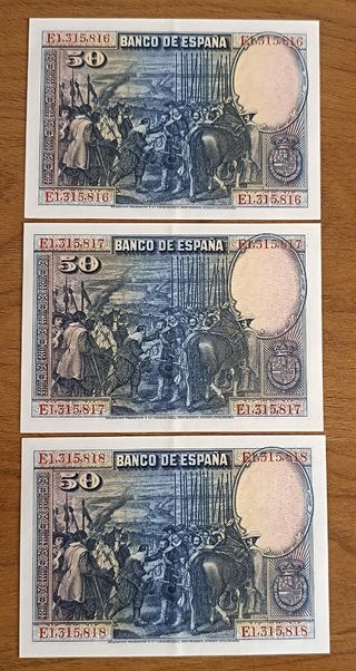 TRÍO CORRELATIVO 50 PTS 1928 VELÁZQUEZ