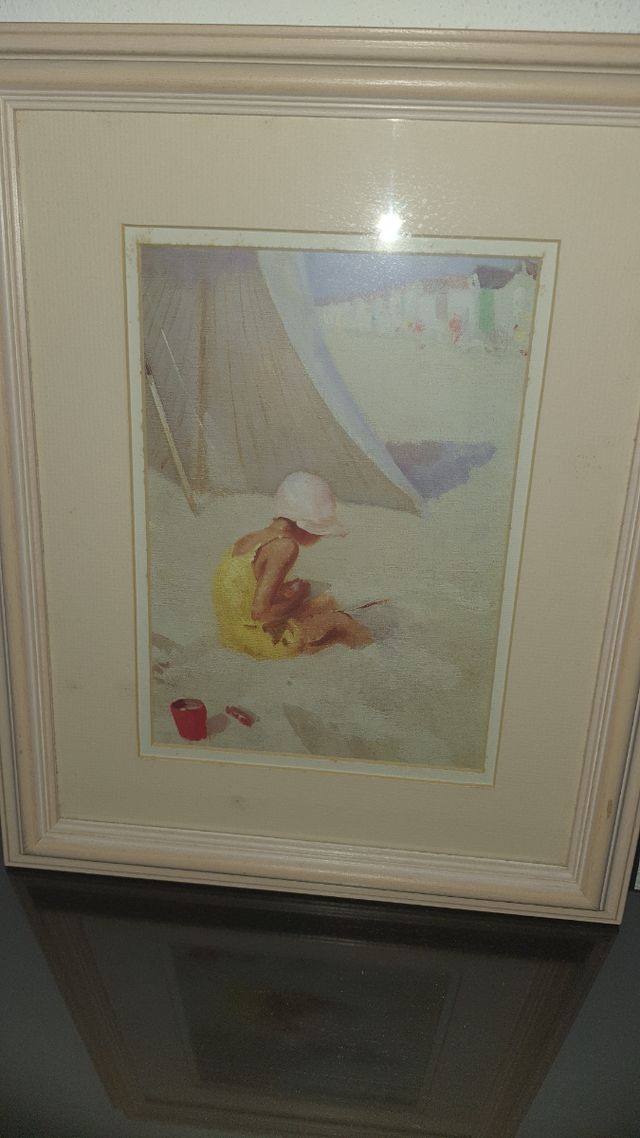 Cuadro niña playa - enmarcado