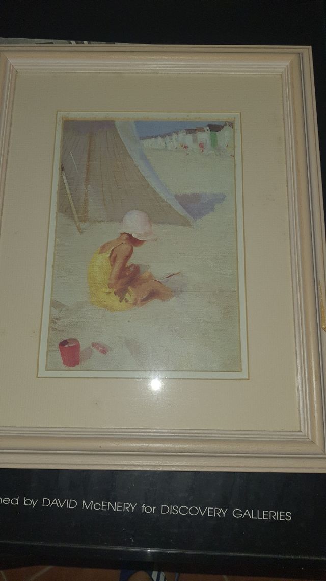 Cuadro niña playa - enmarcado