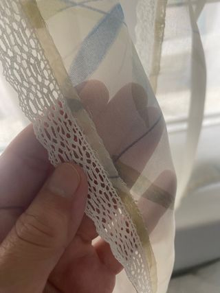 Visillos beige con detalles azules - 3 hojas