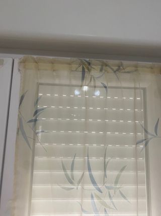 Visillos beige con detalles azules - 3 hojas