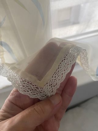 Visillos beige con detalles azules - 3 hojas