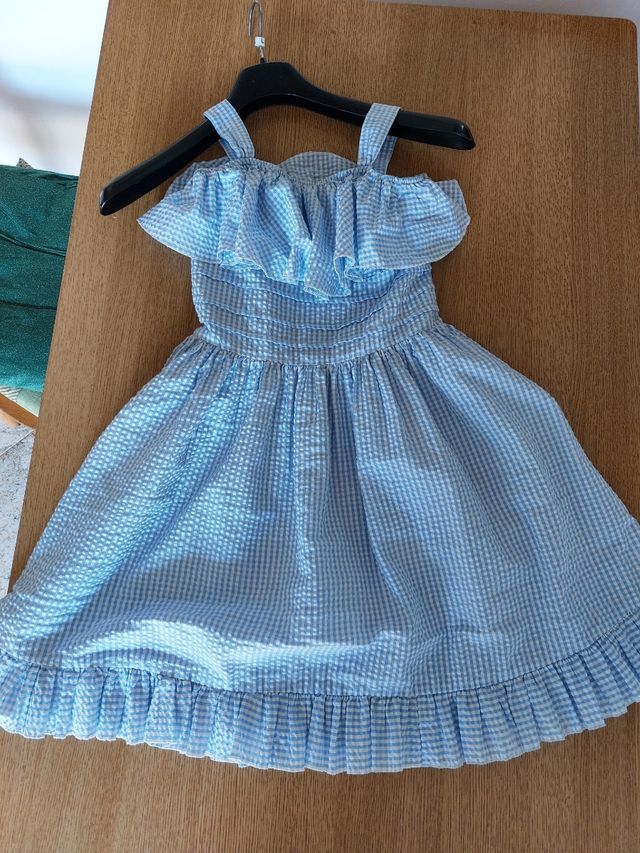 Vestito bimba cotone a micro quadretti