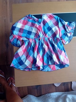 T-shirt a quadretti multicolor per ragazze