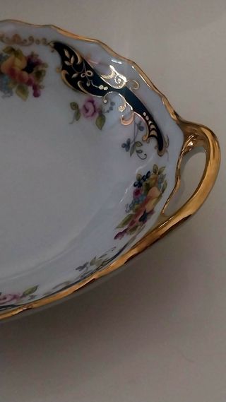 Bandeja Vintage Porcelana Dorada
