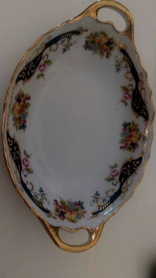Bandeja Vintage Porcelana Dorada