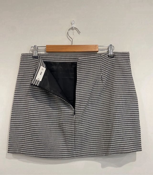 Mini falda Mango - cuadros blanco y negro