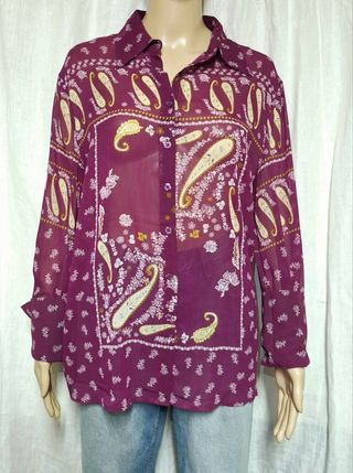 Camicia Sisley viola a fiori