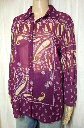 Camicia Sisley viola a fiori