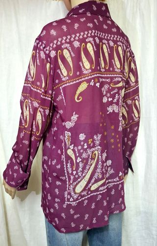 Camicia Sisley viola a fiori