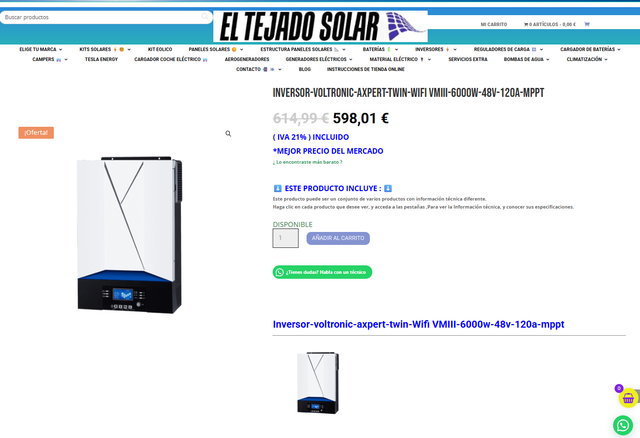 Inversor Voltronic Axpert Twin Wifi  6000w 48v 500