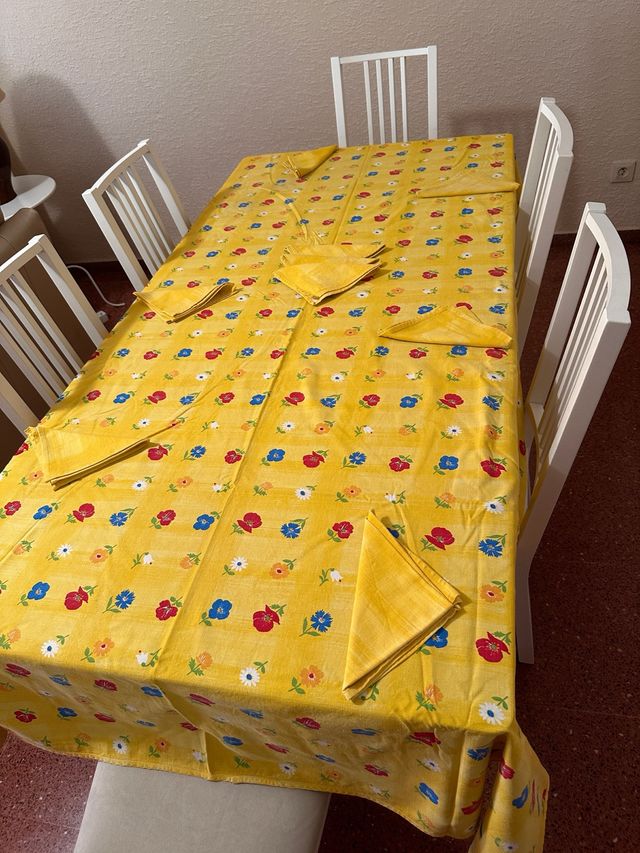 Mantel italiano amarillo flores -11 servilletas